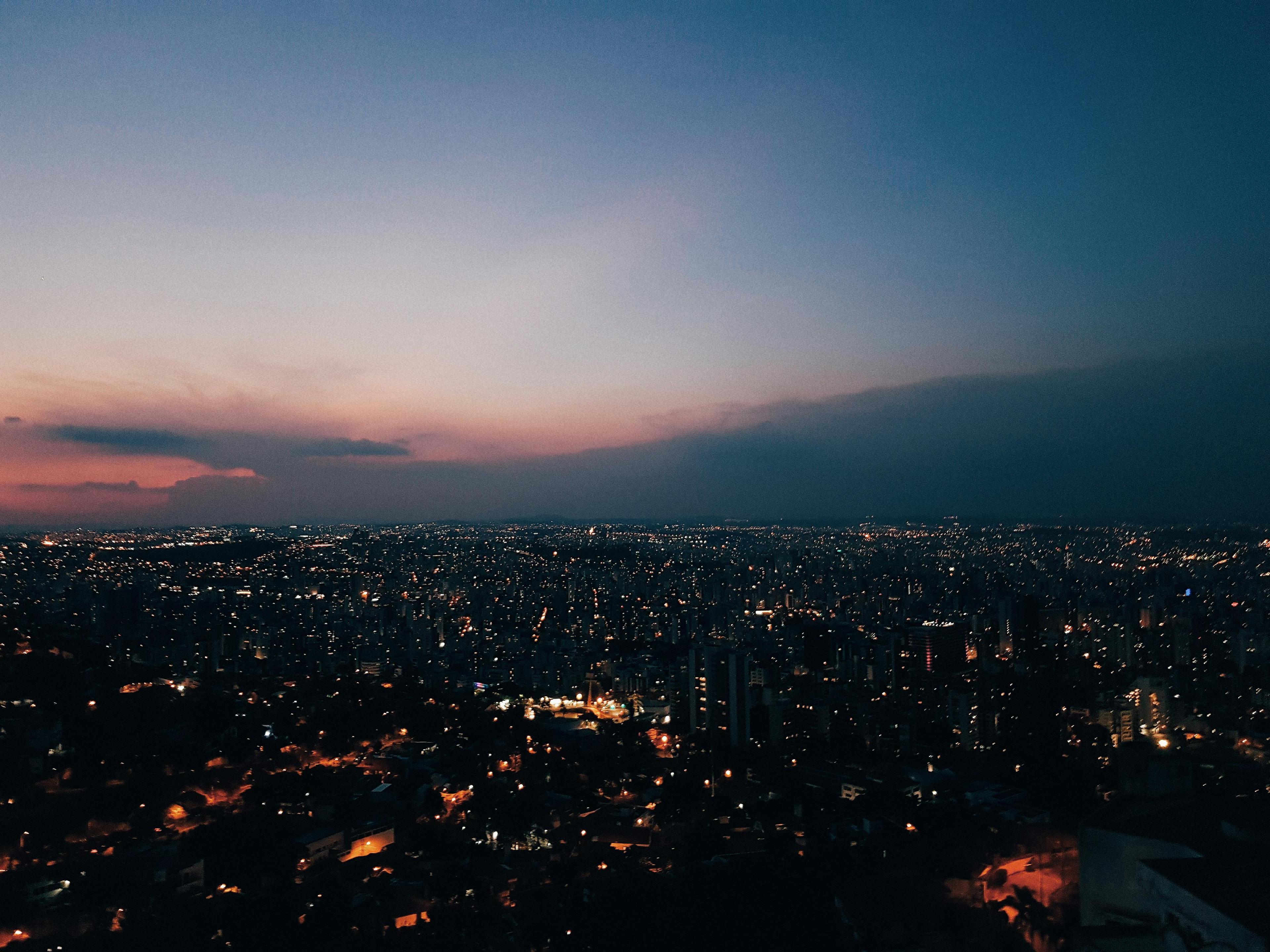 City skyline at dusk